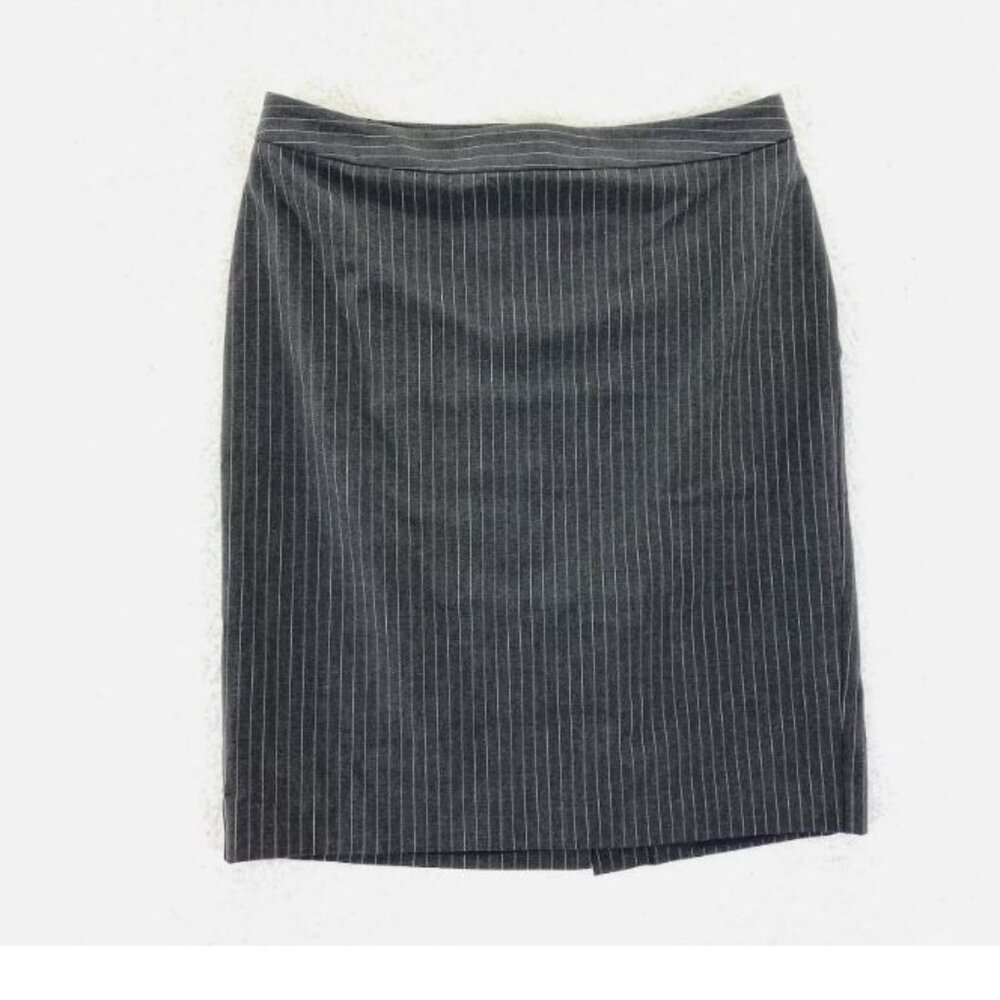 Lands'End Charcoal Gray Pinstriped Straight Pencil Knee Length Midi Skirt Sz16P